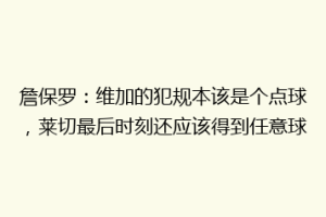 詹保罗：维加的犯规本该是个点球，莱切最后时刻还应该得到任意球