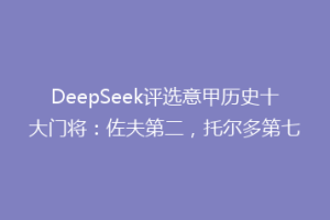 DeepSeek评选意甲历史十大门将：佐夫第二，托尔多第七