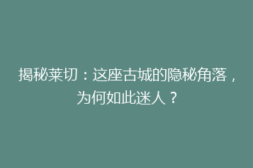 揭秘莱切:这座古城的隐秘角落,为何如此迷人?