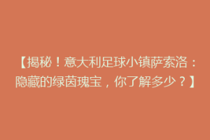 【揭秘！意大利足球小镇萨索洛：隐藏的绿茵瑰宝，你了解多少？】