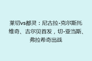 莱切vs都灵：尼古拉-克尔斯托维奇、吉尔贝首发，切-亚当斯、弗拉希奇出战