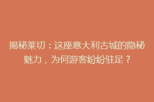 揭秘莱切：这座意大利古城的隐秘魅力，为何游客纷纷驻足？
