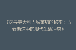 《探寻意大利古城莱切的秘密：古老街道中的现代生活冲突》