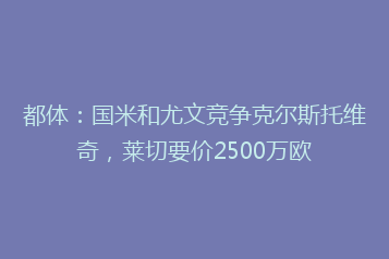 都体:国米和尤文竞争克尔斯托维奇,莱切要价2500万欧