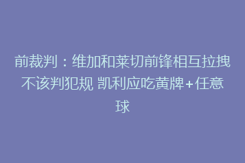 前裁判:维加和莱切前锋相互拉拽不该判犯规 凯利应吃黄牌+任意球