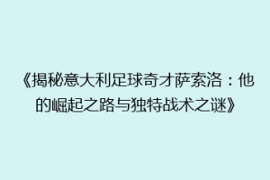 《揭秘意大利足球奇才萨索洛：他的崛起之路与独特战术之谜》