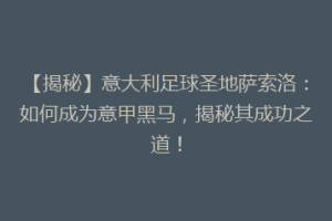 【揭秘】意大利足球圣地萨索洛：如何成为意甲黑马，揭秘其成功之道！