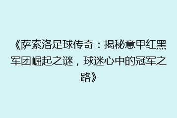 《萨索洛足球传奇:揭秘意甲红黑军团崛起之谜,球迷心中的冠军之路》