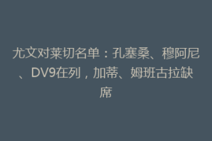 尤文对莱切名单：孔塞桑、穆阿尼、DV9在列，加蒂、姆班古拉缺席