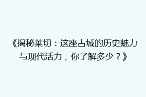 《揭秘莱切：这座古城的历史魅力与现代活力，你了解多少？》