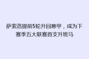 萨索洛提前5轮升回意甲，成为下赛季五大联赛首支升班马