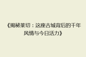 《揭秘莱切：这座古城背后的千年风情与今日活力》