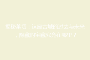揭秘莱切：这座古城的过去与未来，隐藏的宝藏究竟在哪里？