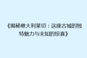 《揭秘意大利莱切：这座古城的独特魅力与未知的惊喜》