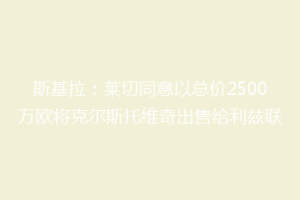 斯基拉：莱切同意以总价2500万欧将克尔斯托维奇出售给利兹联