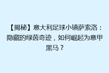 【揭秘】意大利足球小镇萨索洛:隐藏的绿茵奇迹,如何崛起为意甲黑马?